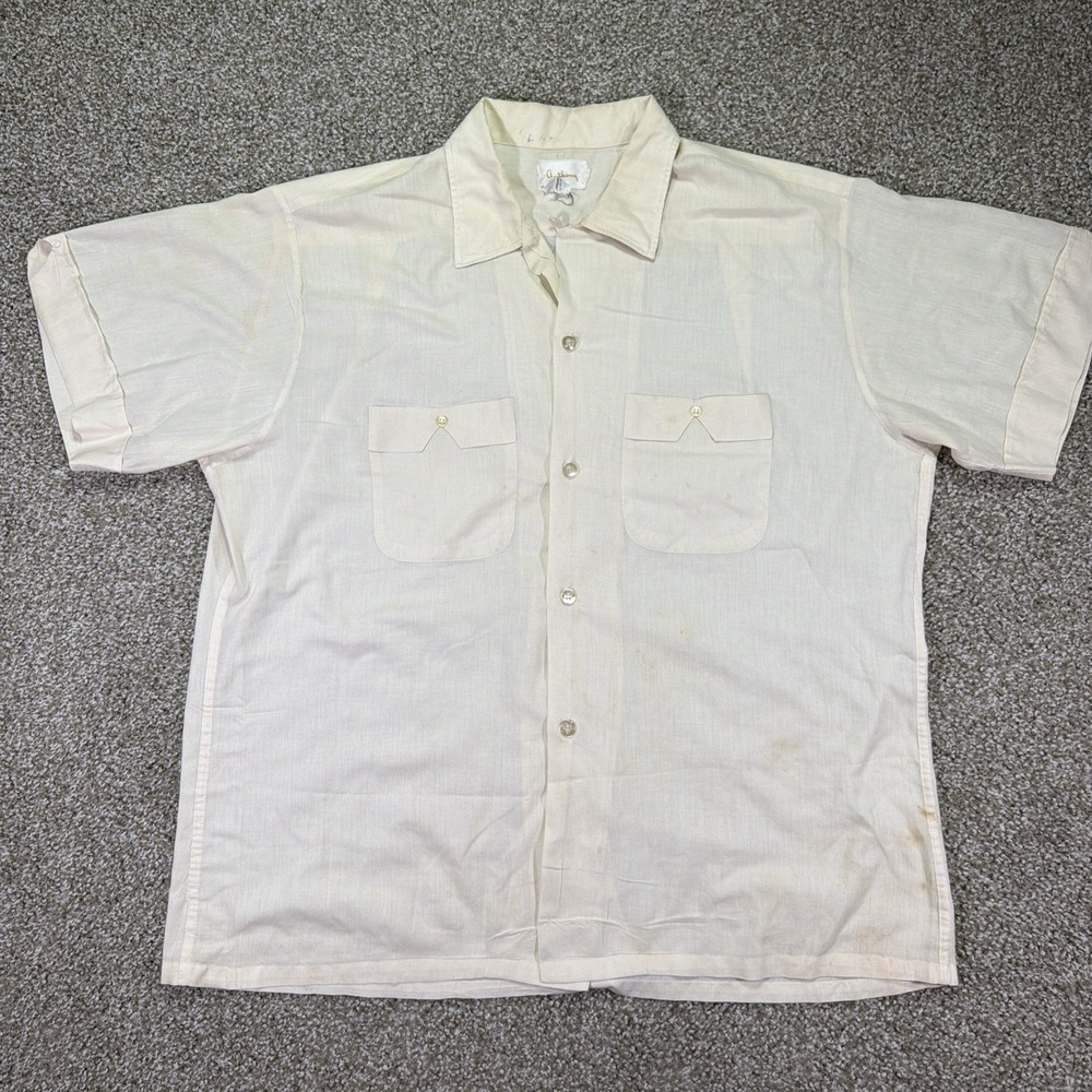 60s Loop Collar Anthony Dacron Button Up XL Shirt sleeve Mod Fashion